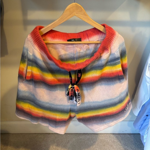 Amiri Rainbow-striped Logo Drawstring shorts ( shorts and shirt separate price)